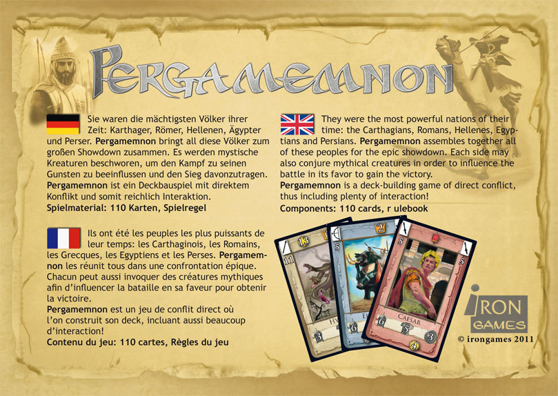 Deckbauspiel Kartenspiel Pergamemnon 5 antike Nationen im Krieg 